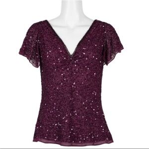 Adrianna Papell Purple Sequin Blouse